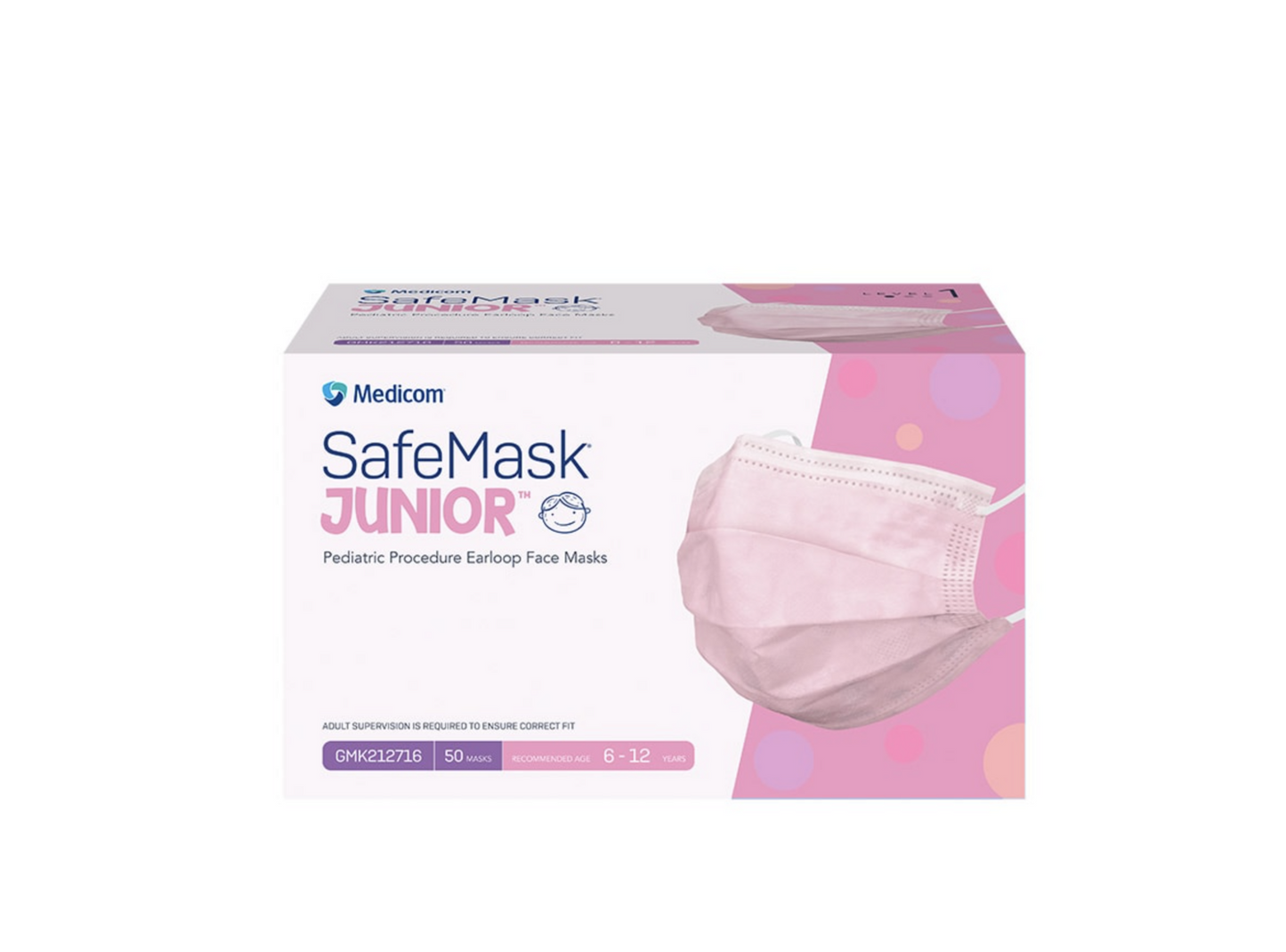 50 Pack Safemask Kids Face Mask 3 Ply Breathable Ear Loops Disposable Masks