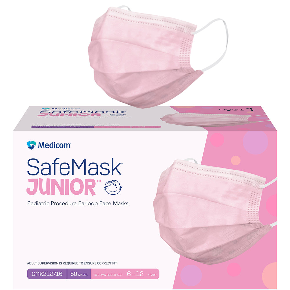 50 Pack Safemask Kids Face Mask 3 Ply Breathable Ear Loops Disposable Masks