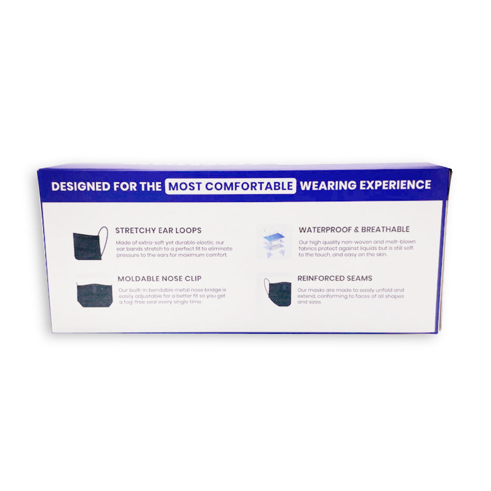 Black 3 Ply 50 Pack Disposable Face Mask Dust Filter Masks Protective 98% 3 Layer
