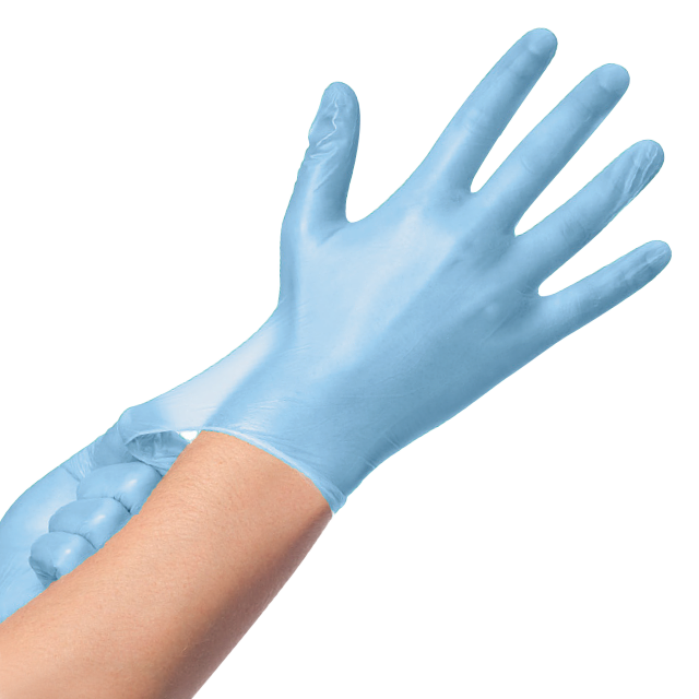 Disposable Gloves Vinyl Blue Powder Free Examination Food Handling Prep Bakery Restaurant